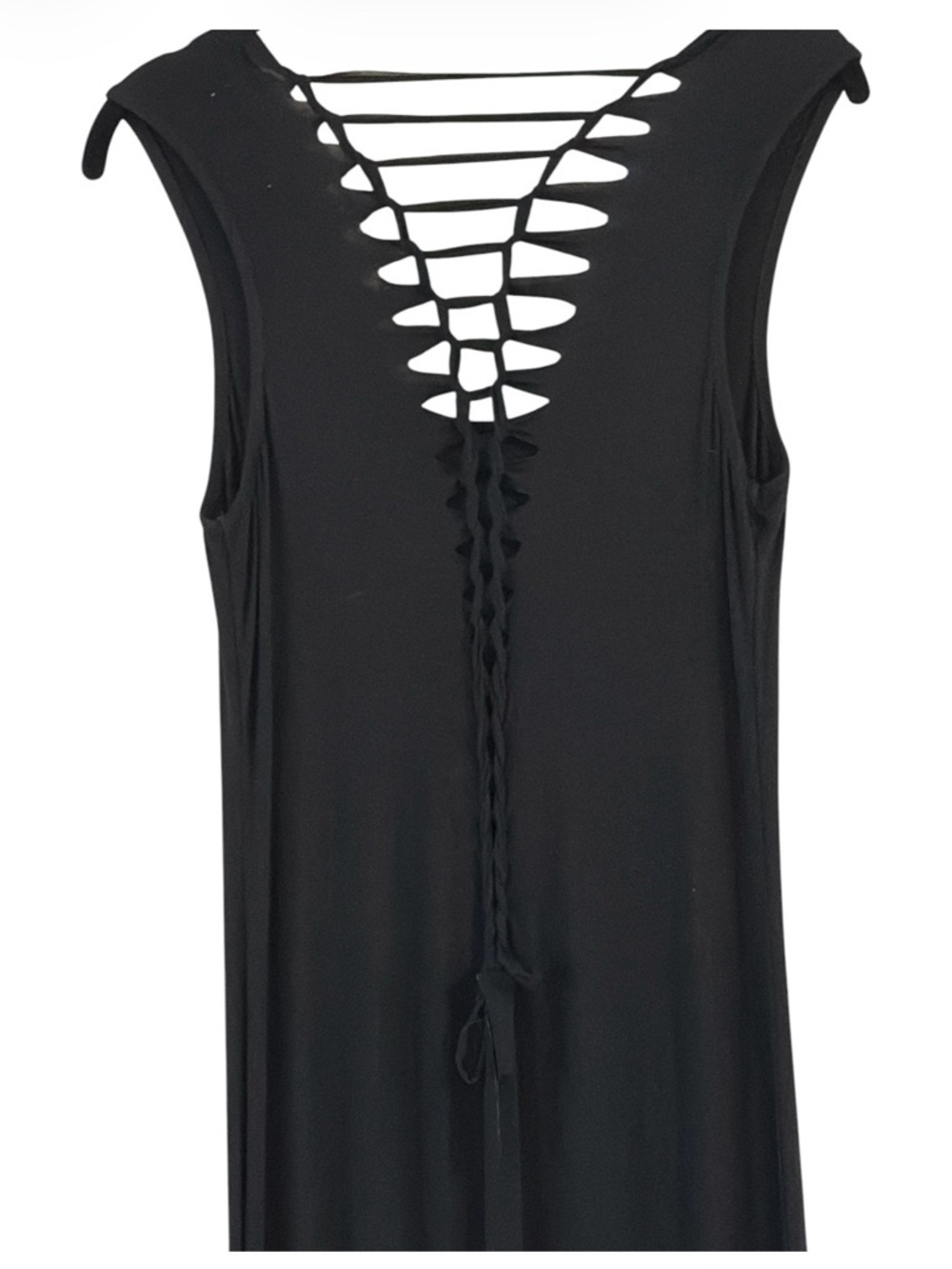 Ya Los Angeles Black Maxi Dress with Ladder Back Size M - Picture 3 of 7